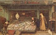 Frederick Walker,ARA,RWS A Fishmonger's shop (mk46) oil painting artist